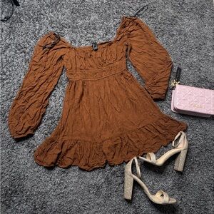 Forever 21 Brown Long Sleeve Dress